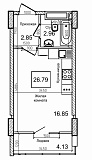 Планування Smart-квартира площею 26.7м2, AB-09-08/00013.