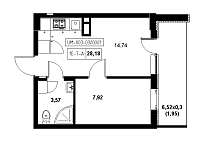 Планування 1-к квартира площею 28.18м2, 21c65ed3-1f56-11eb-ba9c-00155d42e31d.
