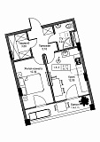 Планування 1-к квартира площею 36.7м2, UM-004-05/0012.