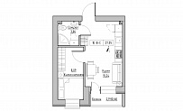 Планировка 1-к квартира площей 27.05м2, KS-016-05/0008.
