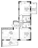 Planning 2-rm flats area 77.88m2, LR-004-02/0007.