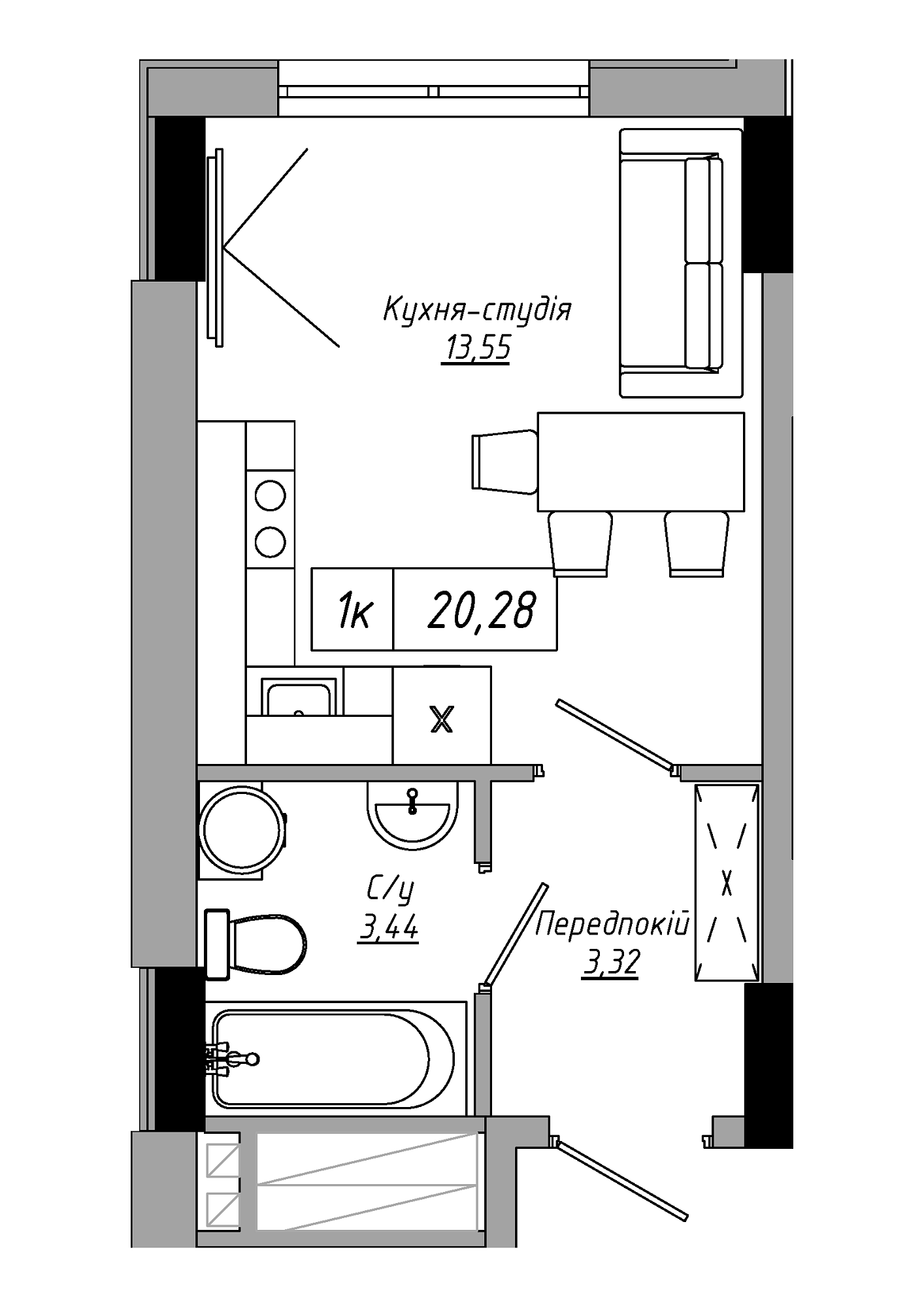 Планування Smart-квартира площею 20.28м2, 50b81648-a243-11ed-bab4-00155d42e31d.