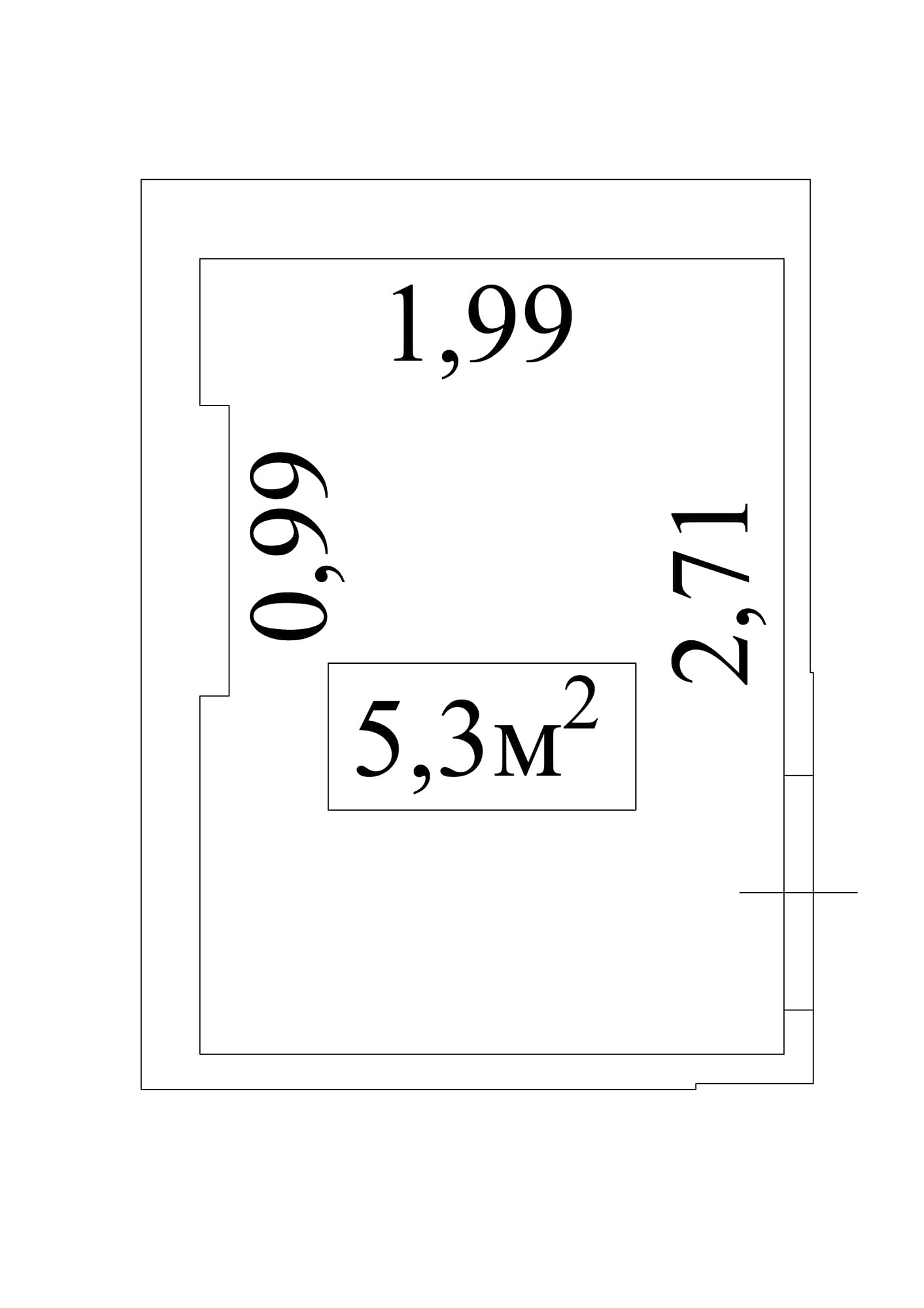 Планування Комора площею 5.3м2, AB-01-м1/К0038.