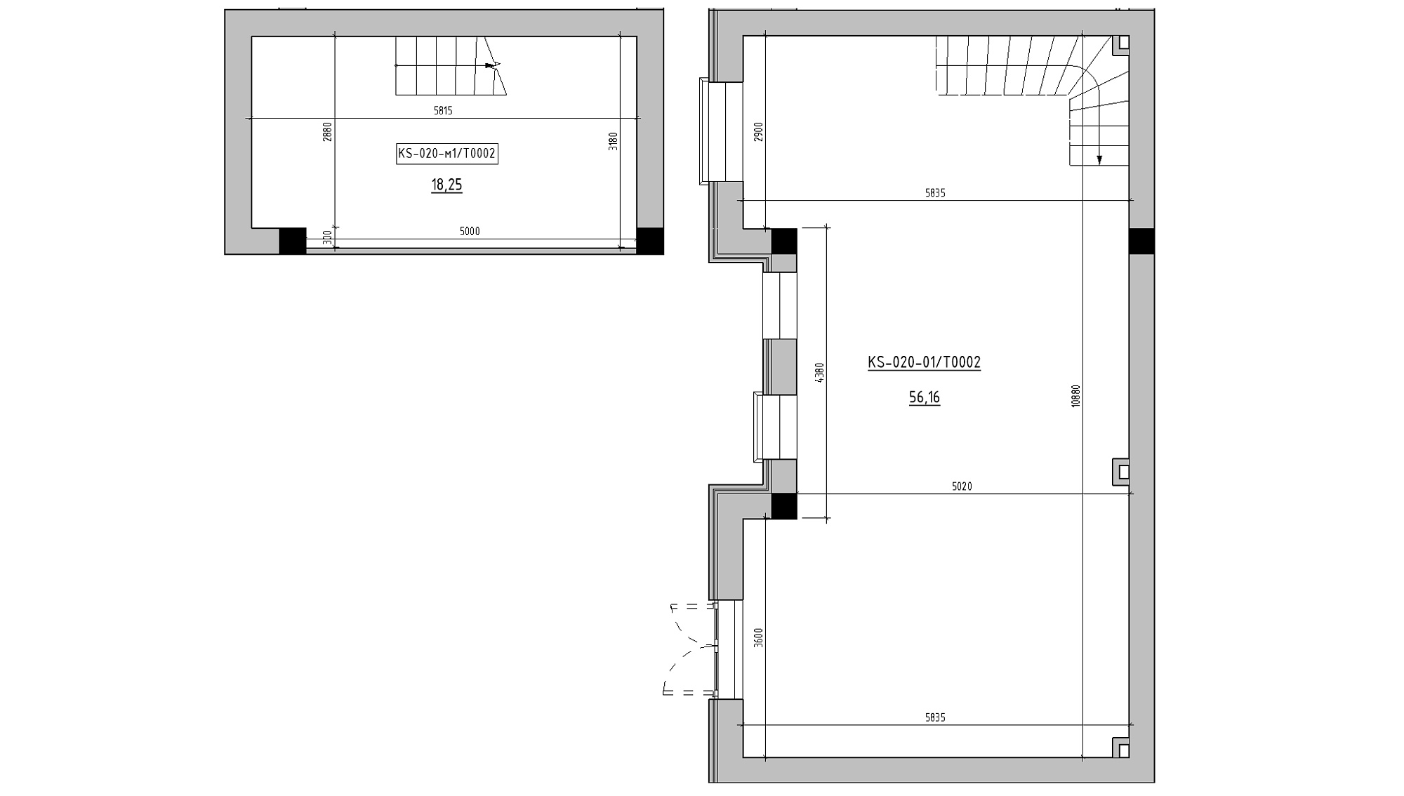 Planning Commercial premises area 74.41m2, KS-020-01/Т002.