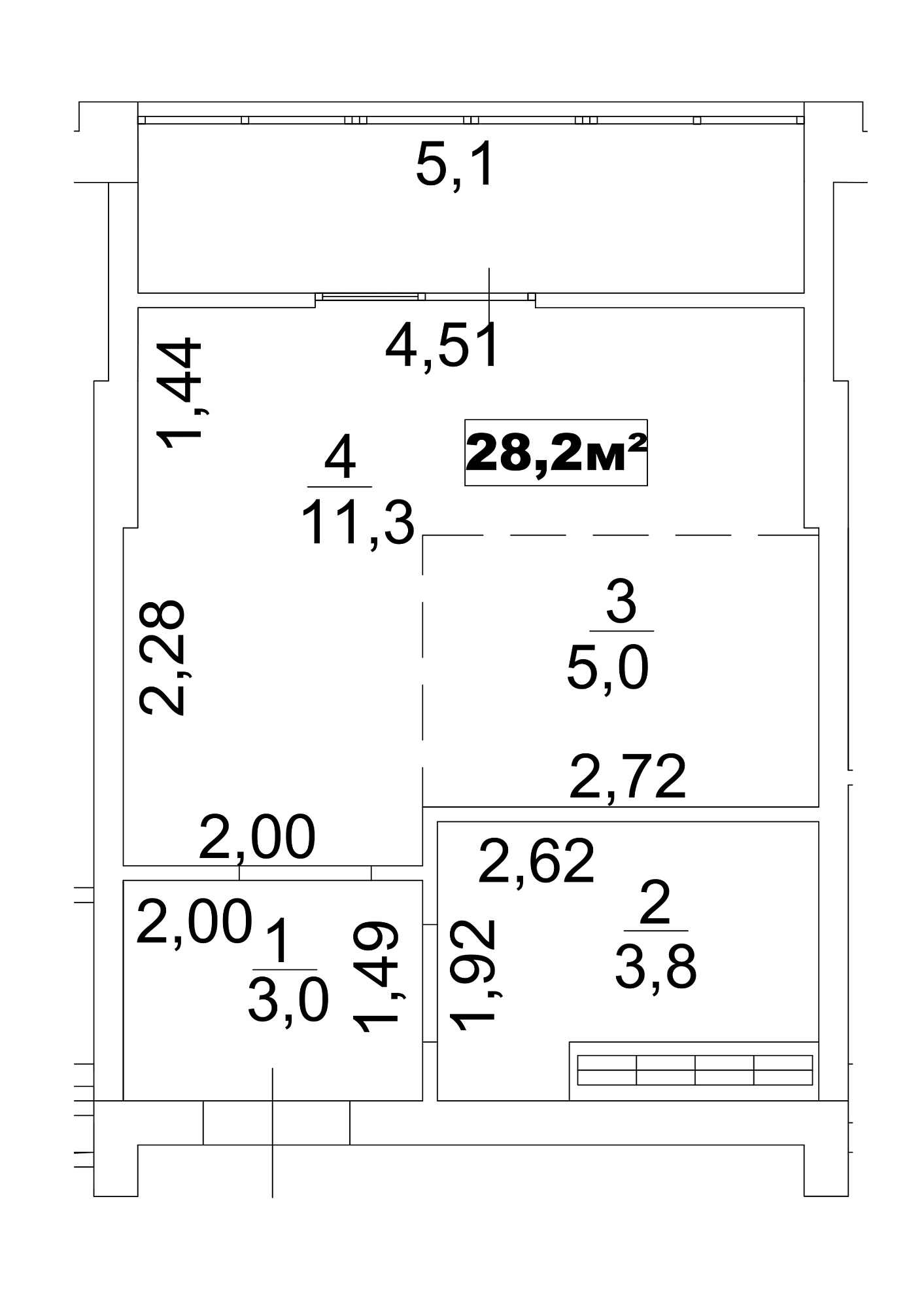 Planning Smart flats area 28.2m2, AB-13-04/00029.