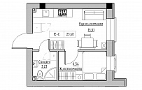Planning 1-rm flats area 23.68m2, KS-018-01/0009.