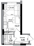 Планування Smart-квартира площею 23.28м2, AB-14-07/00005.