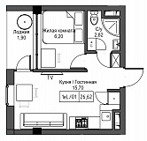 Планування 1-к квартира площею 26.62м2, UM-002-06/0054.