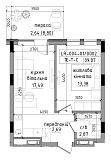 Планування 1-к квартира площею 39.07м2, LR-004-01/0002.