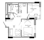 Планування 2-к квартира площею 42.4м2, AB-21-14/00103.