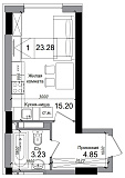 Planning Smart flats area 23.28m2, AB-04-12/00005.