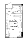 Planning Smart flats area 24.84m2, AB-19-02/00003.