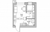 Планировка 1-к квартира площей 24.99м2, KS-013-02/0010.