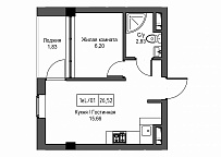 Planning 1-rm flats area 26.52m2, UM-002-03/0010.