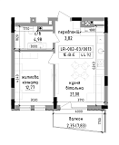 Планировка 1-к квартира площей 44.92м2, LR-002-03/0013.