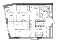 Planning 2-rm flats area 46.29m2, AB-20-02/0001а.