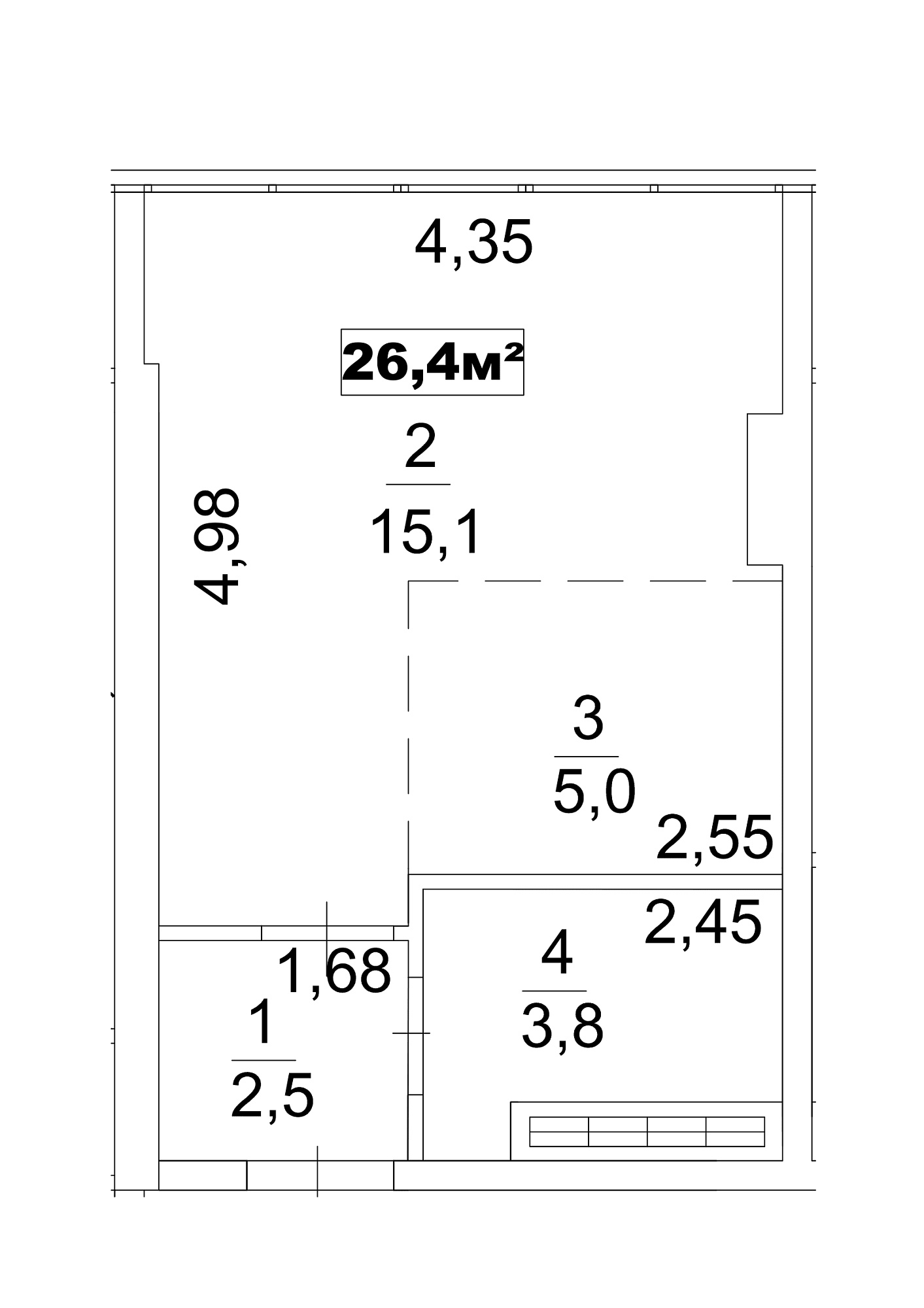 Планування Smart-квартира площею 26.4м2, AB-13-01/0003д.