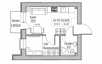 Planning 1-rm flats area 24.31m2, KS-017-03/0005.