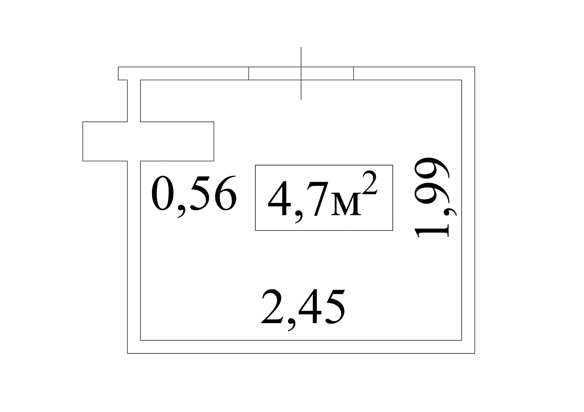 Планування Комора площею 4.7м2, AB-01-м1/К0006.