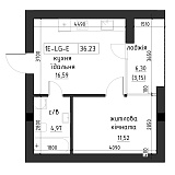 Planning 1-rm flats area 36.23m2, LR-002-02/0003.