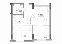 Планування 2-к квартира площею 46.87м2, AB-22-02/00008.
