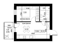 Planning 1-rm flats area 35.16m2, LR-004-08/0003.