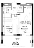 Планировка 1-к квартира площей 38.43м2, LR-005-06/0037.
