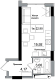 Планировка Smart-квартира площей 22.98м2, AB-16-02/00011.