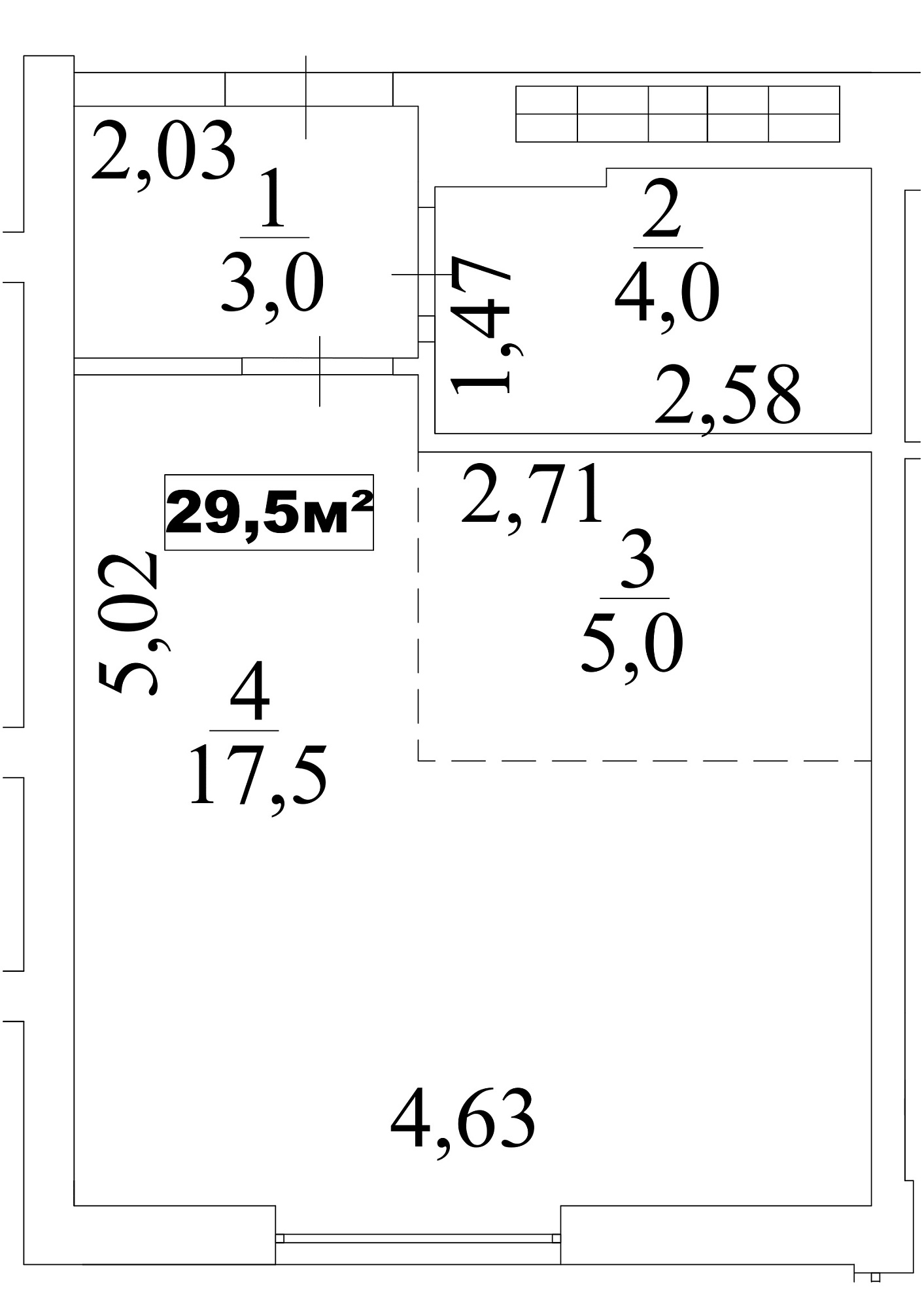 Planning Smart flats area 29.5m2, AB-10-04/00036.