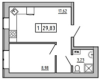 Planning 1-rm flats area 29.78m2, KS-006-04/0012.