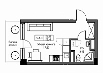 Planning Smart flats area 22.48m2, UM-001-05/0011.
