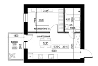 Planning 1-rm flats area 35.16m2, LR-004-03/0003.