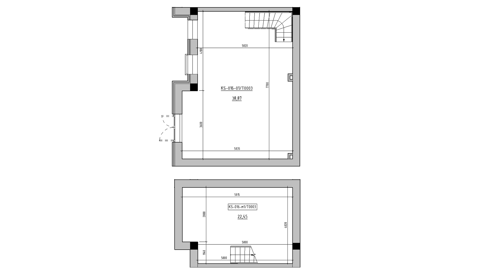 Planning Commercial premises area 61.32m2, KS-016-01/Т003.
