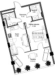 Планування 1-к квартира площею 39.36м2, UM-004-03/0013.