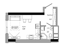 Planning Smart flats area 22.28m2, AB-21-03/00005.