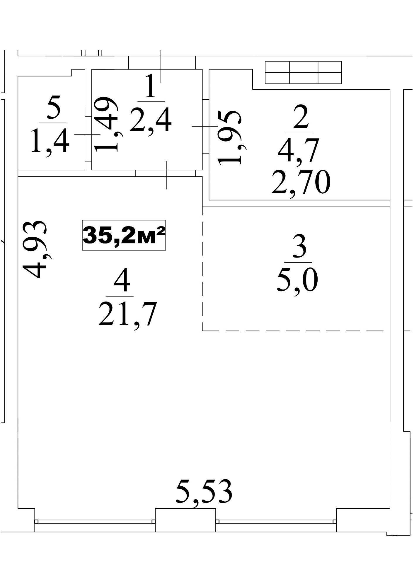 Planning Smart flats area 35.2m2, AB-10-02/00011.