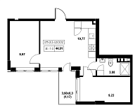 Планування 2-к квартира площею 44.01м2, 8866a325-0673-11ec-baa5-00155d42e31d.