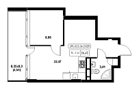 Планировка 1-к квартира площей 36.45м2, 21c65eee-1f56-11eb-ba9c-00155d42e31d.