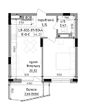 Планировка 1-к квартира площей 44.21м2, LR-002-07/0044.