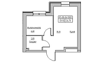 Планування 1-к квартира площею 24.7м2, KS-008-04/0001.