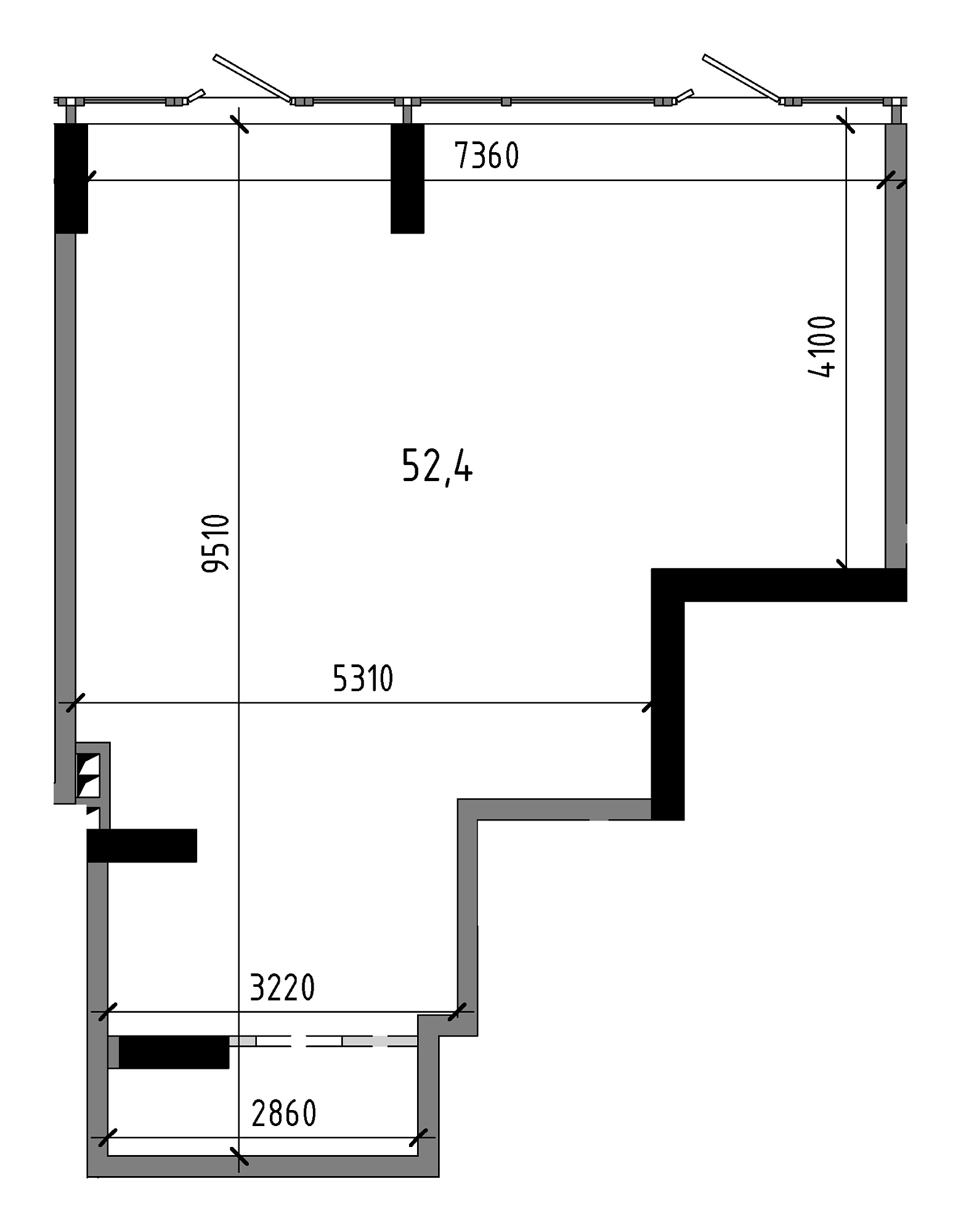Планировка Коммерческие площей 52.09м2, AB-19-м1/Т0003.
