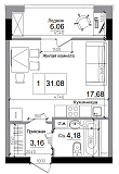 Планування Smart-квартира площею 31.08м2, AB-11-02/00008.