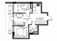 Планування 2-к квартира площею 43.32м2, UM-003-05/0043.