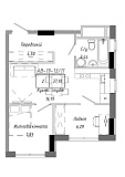 Планування 1-к квартира площею 38.04м2, AB-19-13/00111.