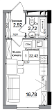 Планування Smart-квартира площею 22.42м2, AB-14-02/00003.