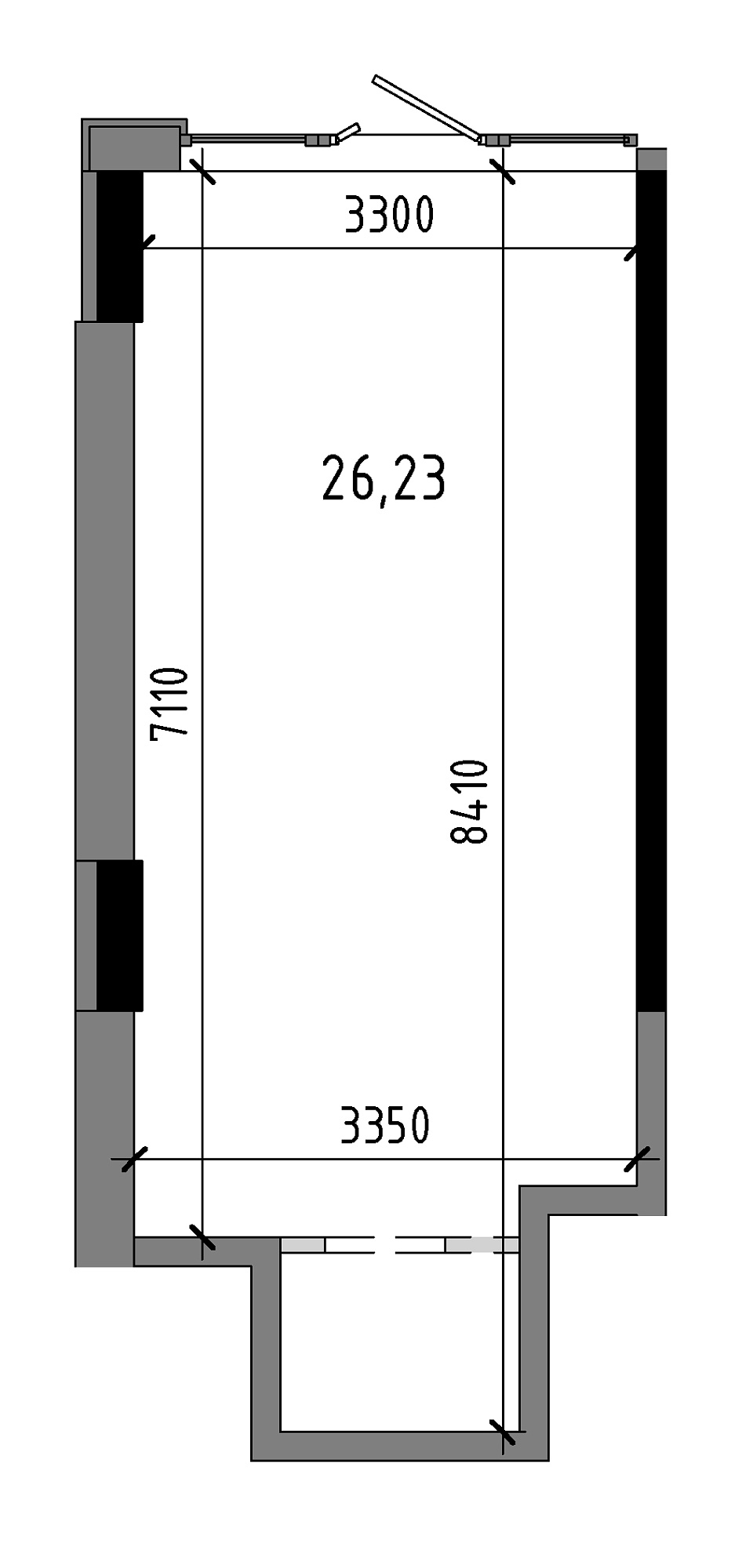 Планування Комерційні площею 26.23м2, AB-19-м1/Т0006.