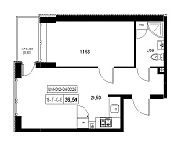Планування 1-к квартира площею 36.59м2, 9a56b911-f413-11ea-ba9c-00155d42e31d.