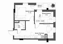 Планування 2-к квартира площею 40.83м2, UM-004-08/0005.
