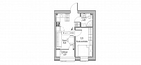 Планування 1-к квартира площею 29.5м2, KS-020-02/0006.