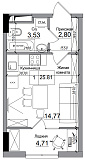 Planning Smart flats area 25.81m2, AB-14-04/00013.